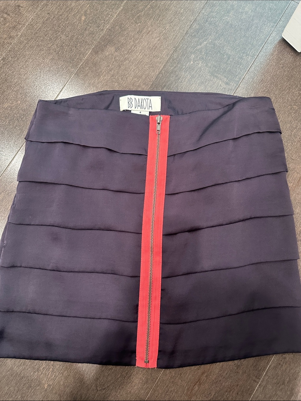 BB Dakota Navy Mini Skirt with Red Center Zip